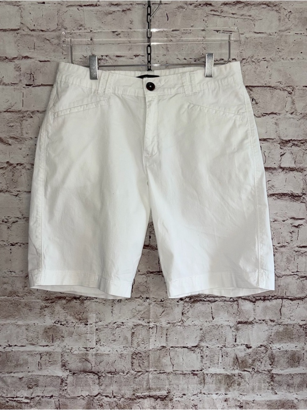 Lee White Flat Front Cotton Blend  Bermuda Shorts